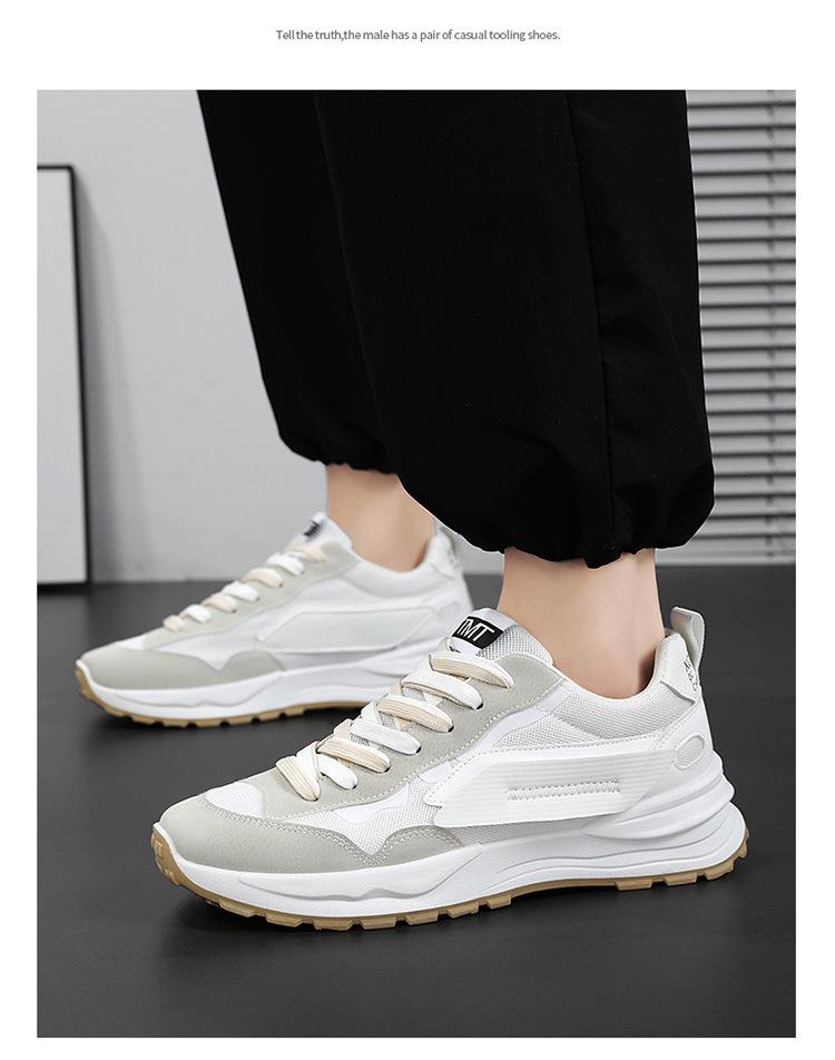 2025 Men's Summer Breathable White Mesh Sneakers - Korean Style Casual Versatile Dad Shoes