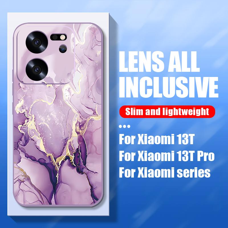 Luxury Marble Pattern Phone Case for Xiaomi 13T 11T Poco F6 X6 X5 Pro Redmi Note 14 13 12 11 Pro K40 K70E Lanyard Shockproof Soft TPU Cover