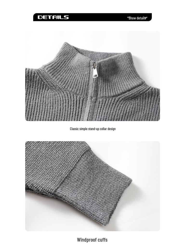 Men's Versatile Round Neck Knitwear Jacket - Stylish, Loose-Fit for Spring, Autumn, Winter