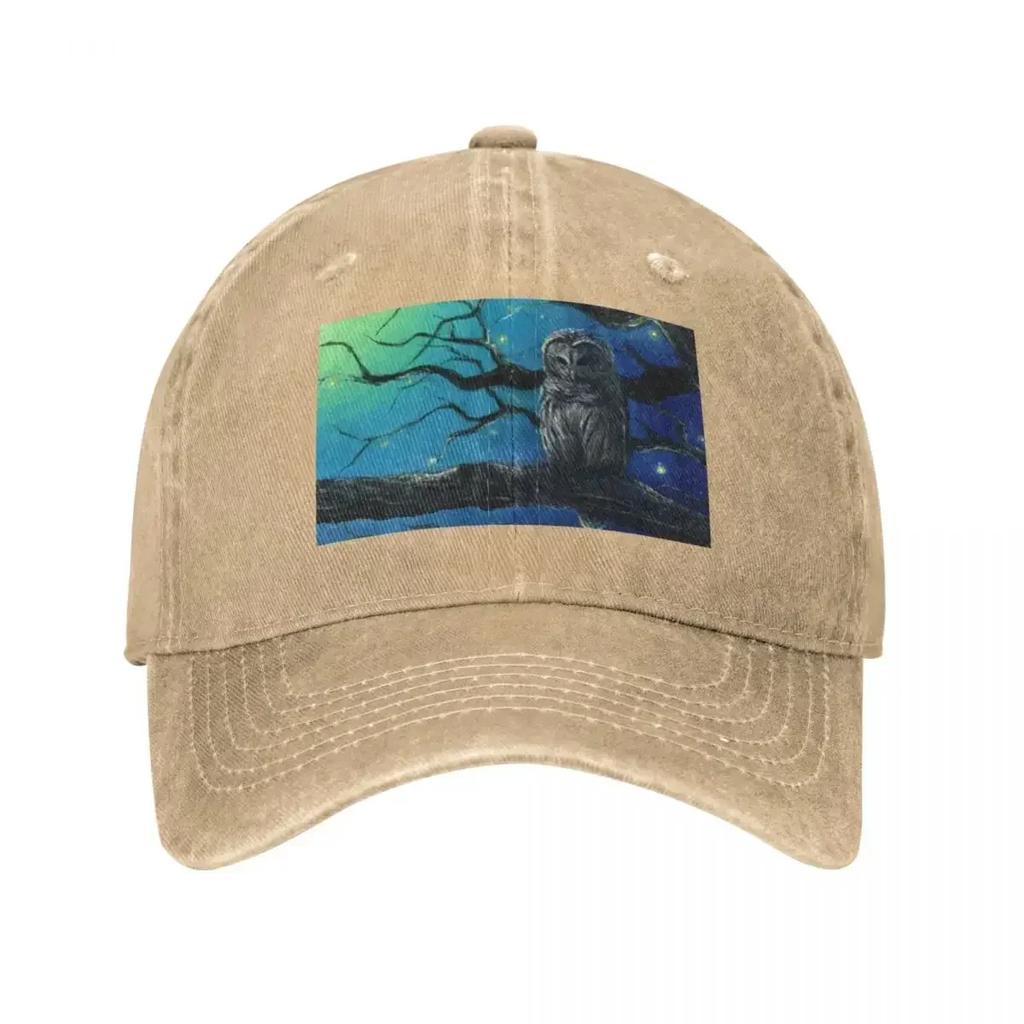 Starry Owl Acrylic Painting of a Magical Night Baseball Cap Military Tactical Caps Christmas Hats UnisexS Baseball Cap WomenS