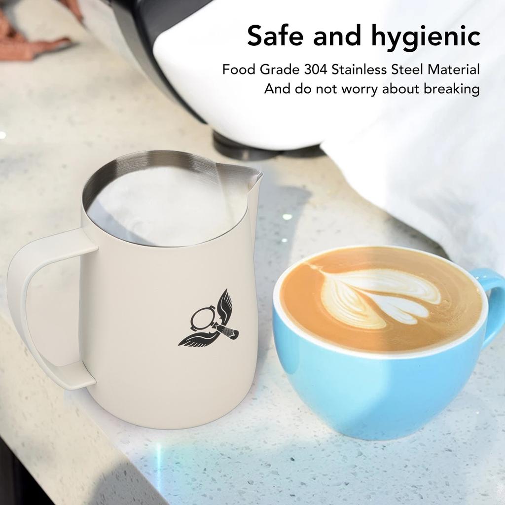 Frothing Cup Prevent Spilling 304 Stainless Steel Milk Frothing Pitcher with Handle for Coffee Making 600ml
