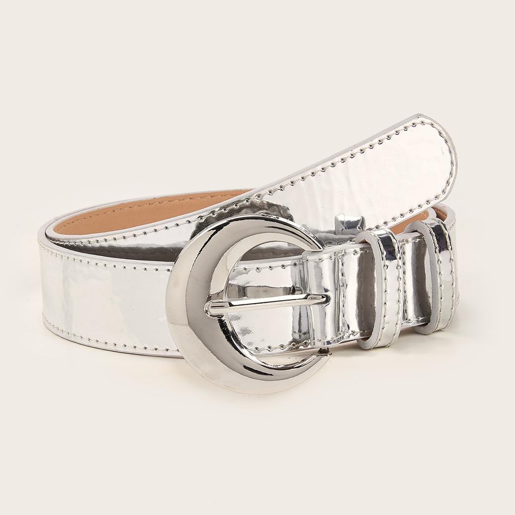 Silver Buckle Belt Simple Women's Belt Decorative Jeans Belt