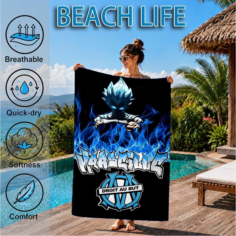 Flame Logo Design Printed Microfiber Beach Towel, Soft And Absorbent, Quick-Dry, Ideal for Summer Travel, Beach Essential, Swimming Pool