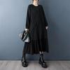Long Sleeve Plus Size Black Cotton Vintage New In Dresses for Women Spring Autumn Casual Loose Dress