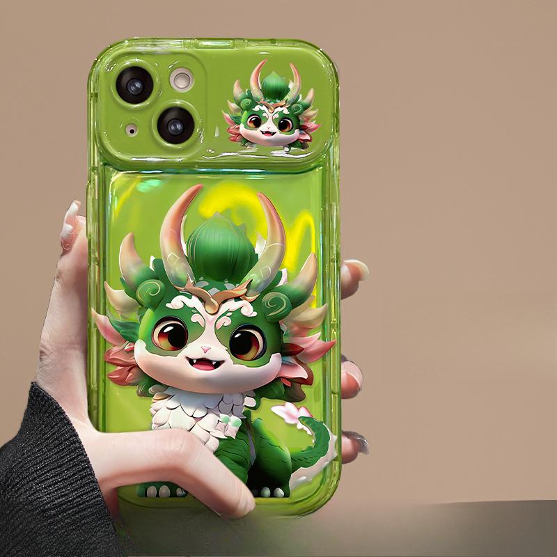 Applicable To Apple 15 Mobile Phone Case IPhone 14/13promax Cute Colorful Dragon Pendant 11/12 Flip Mirror