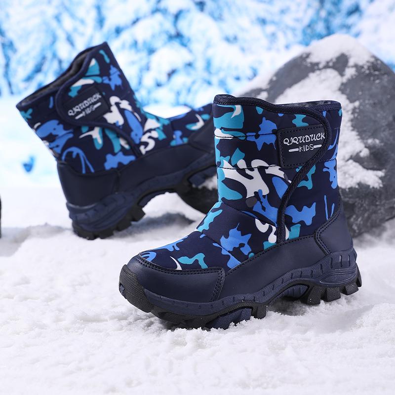 Autumn/Winter High-Top Kids Winter Snow Boots Cotton Shoes Fluffy Wolf Teeth Non-slip Warm Girls Snow High Top Sports Shoes