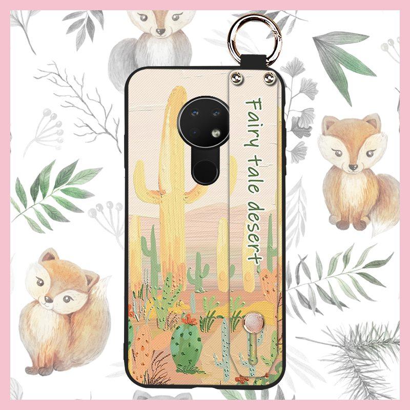 Anti-knock Flower Phone Case For Nokia 6.2/7.2 Dirt-resistant Silicone Oil Painting Waterproof Soft Case Wristband Ring