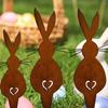Easter Sign Rusted Rabbit Statue Tree Pot Stake Perfect for Rusty Porch and Garden Sculpture Decoration
