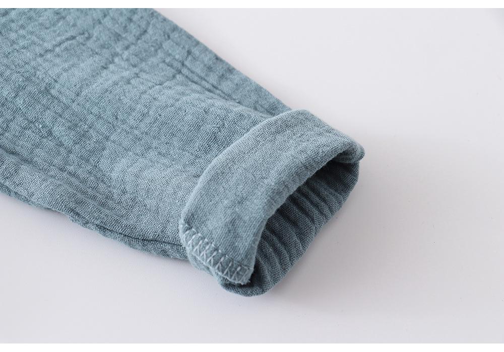 Kids' Cotton Linen Long Sleeve Set - Unisex Gauze Joggers, Loose Two-Piece for Spring/Summer