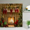 Waterproof Bathroom Shower Curtain Elk Christmas Santa Claus Fairy Snow Night Printed Bath Washable Quick Dry Wrinkle Decoratio