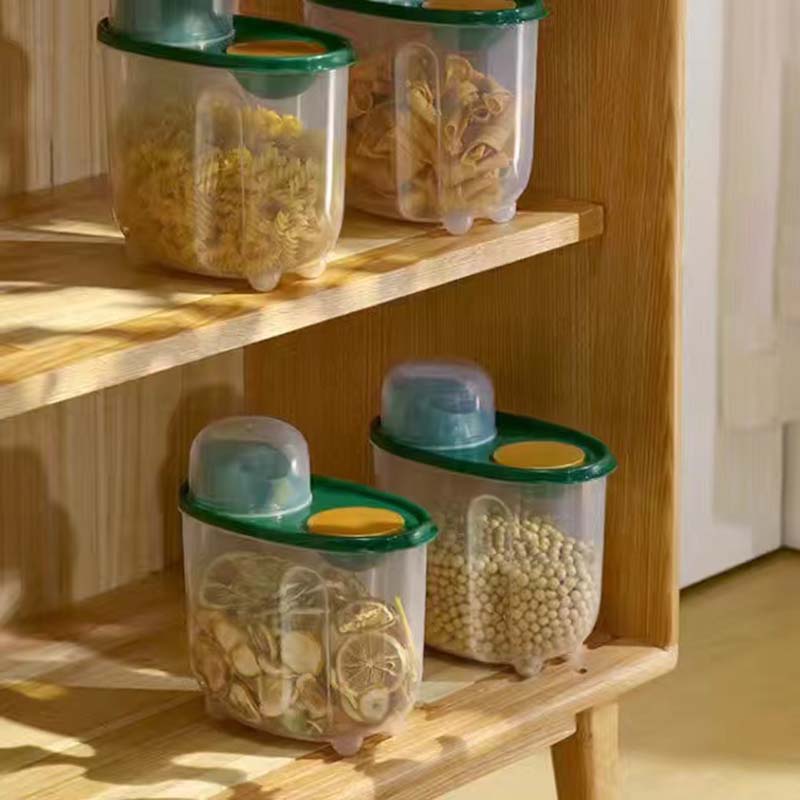 

4 упаковки кухонных принадлежностей, банка для хранения зерна, пищевые сухие продукты, герметичная емкость с крышкой, утолщенный ящик для хранения, контейнер для риса, дозатор хлопьев S-4PACKS зелёный