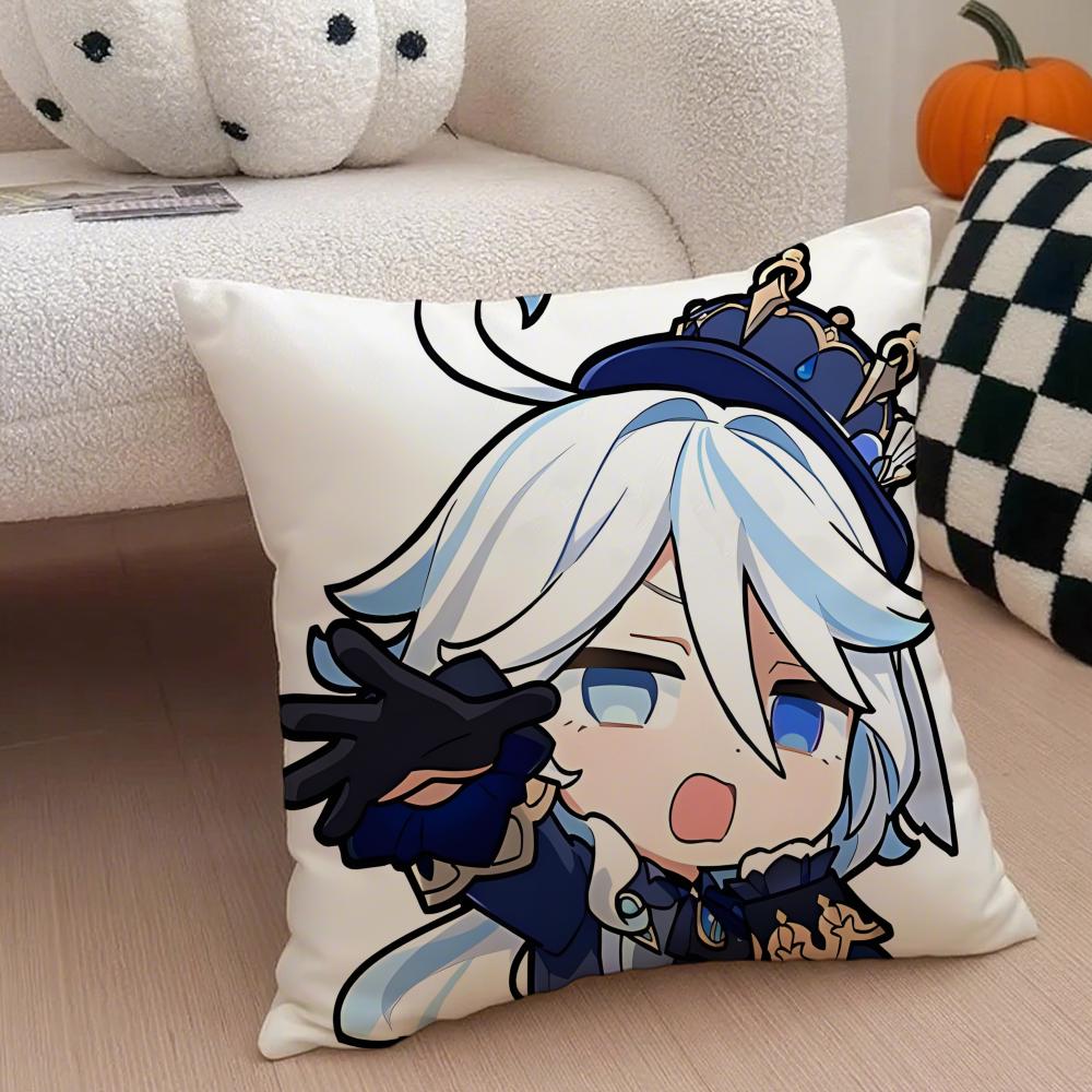 MiHoYo heiß lustig Genshin Emotes Meme Kissenbezug Überwurf-Kissenbezug Versteckter Knopf Strapazierfähiges Polyester Stuhlkissen