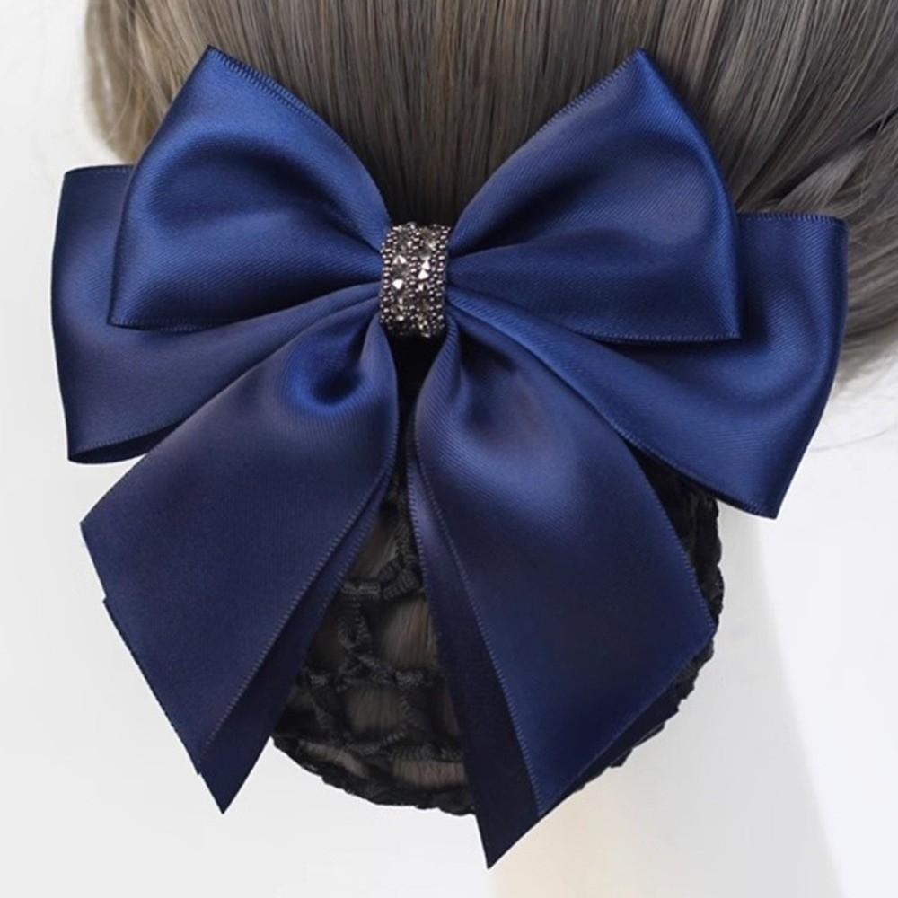 Elegant Bowknot Net Bun Hair Cover Multiple Colors Net Bun Snood Spring Clip  Vocational Work