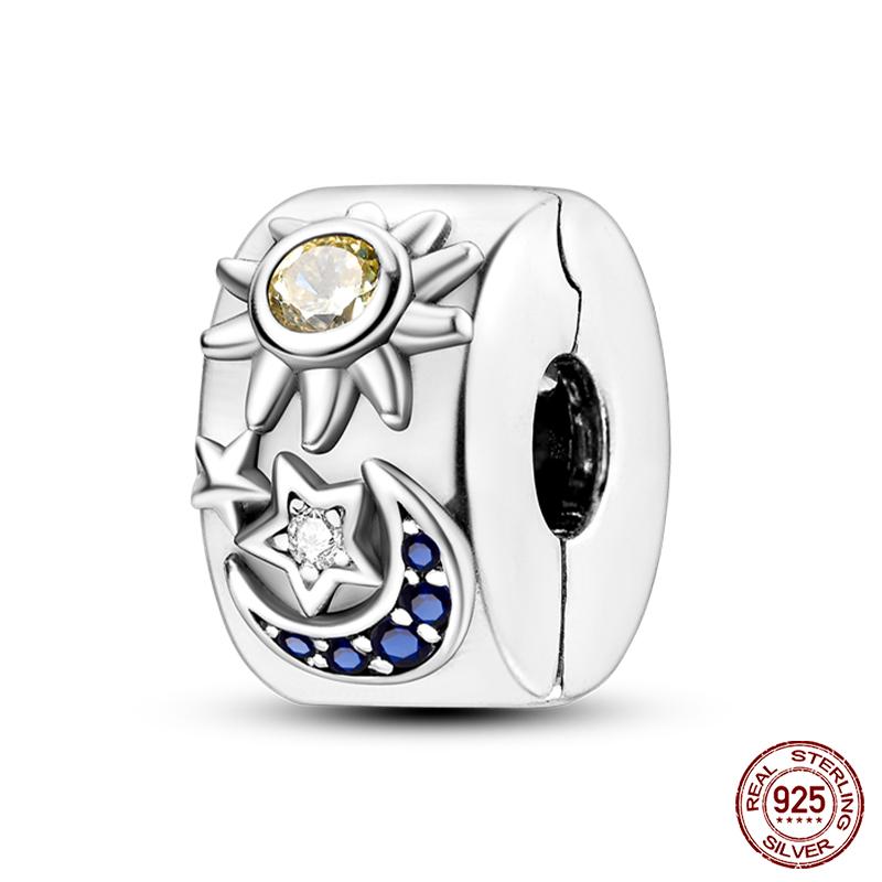 Fashion Copper Sparkling Zircon Star Moon Series Charms Beads Fit Qikaola Original Bracelets Diy Birthday Jewelry