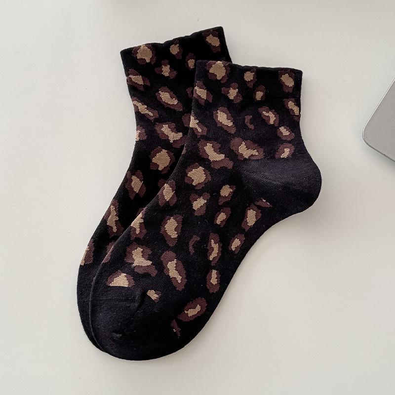 Meias Femininas de Meia Panturrilha com Estampa de Leopardo: Meias Trendy, Versáteis, com Babado de Boca Larga, Sem Ossos, Acima do Joelho para Outono e Inverno.