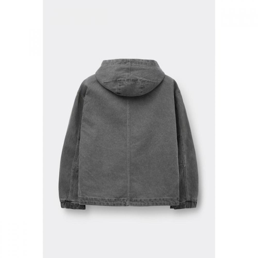 Customellow Gray Denim Hooded Blouson C9uam26381gyd