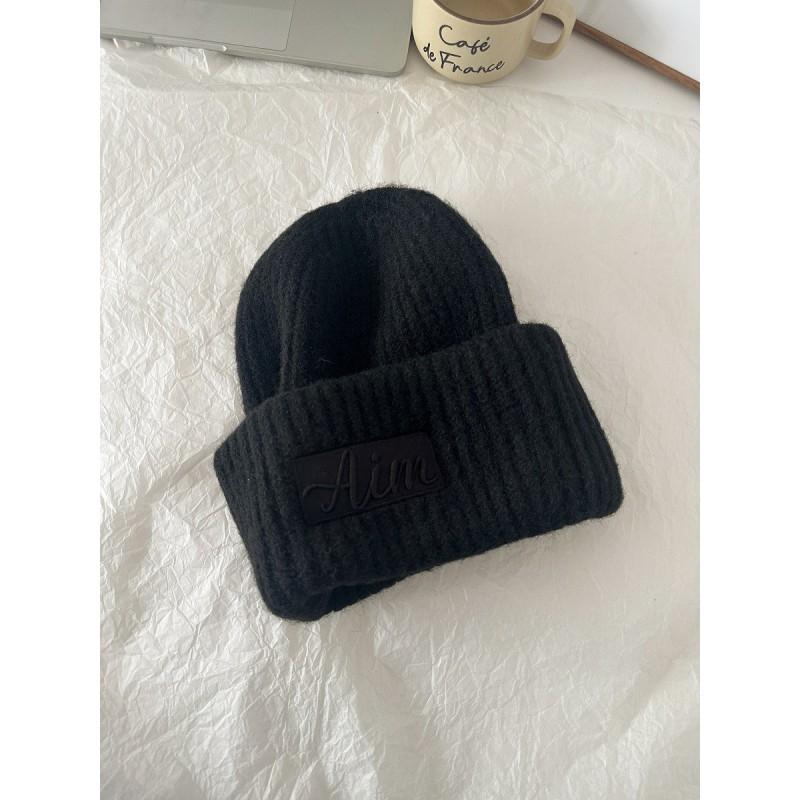 2026 Winter Knit Beanie Hat Women Men - Warm Oversized Cable Cap With Embroidered Letter Foldable Unisex Skull In