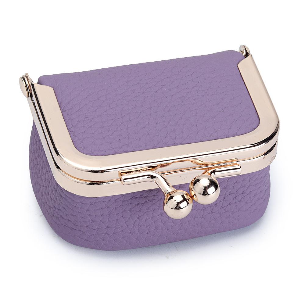Chic Full-Grain Leather Mini Kiss-Lock Pouch Jewelry Organizer for Rings Necklaces Earrings Compact Daily Accessory Coin Purse