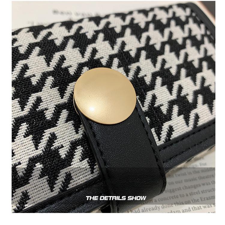 Portfele damskie Krótki portfel w pepitkę - Kopertówka, Portmonetka na monety i Etui na karty