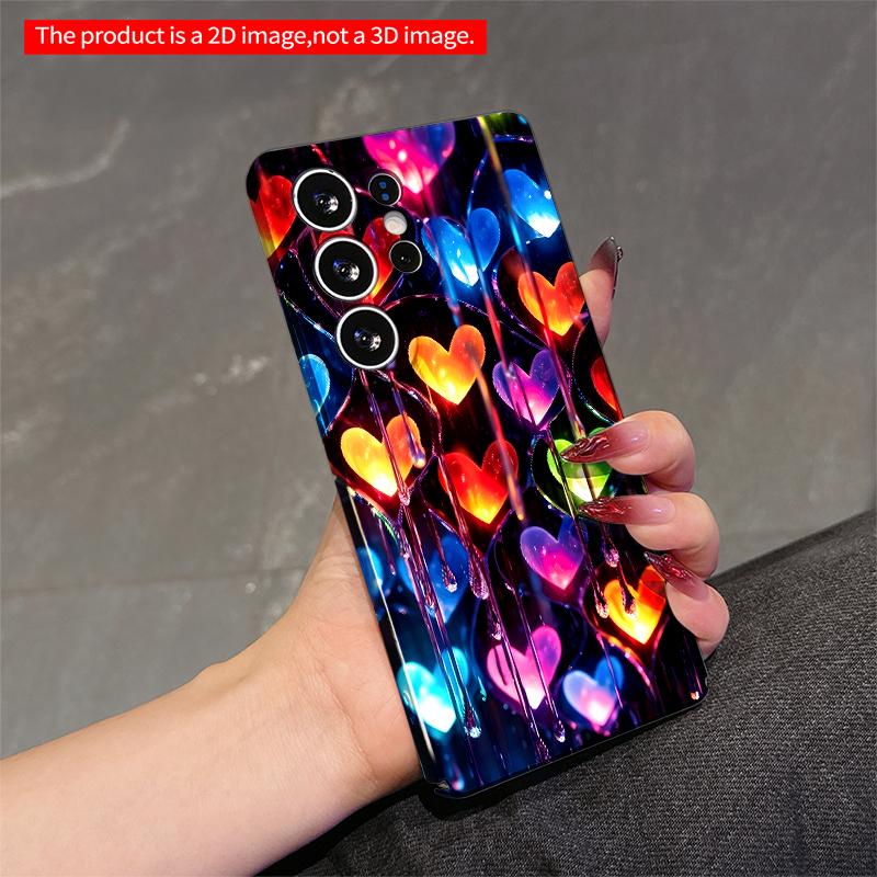 2DFlat Samsung phone case Glowing Hearts Melting Rainbow Light Applicable to Galaxy S23 S24 S25ULTRA S26 A12 A14 A15 A16 A54 A55