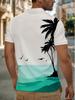 Printed Design – Not Textured Men's Golf Polo Shirt, Featuring a Tropical Palm Tree and Ocean Design, Is Perfect for Casual Outings, Beach Days, and
