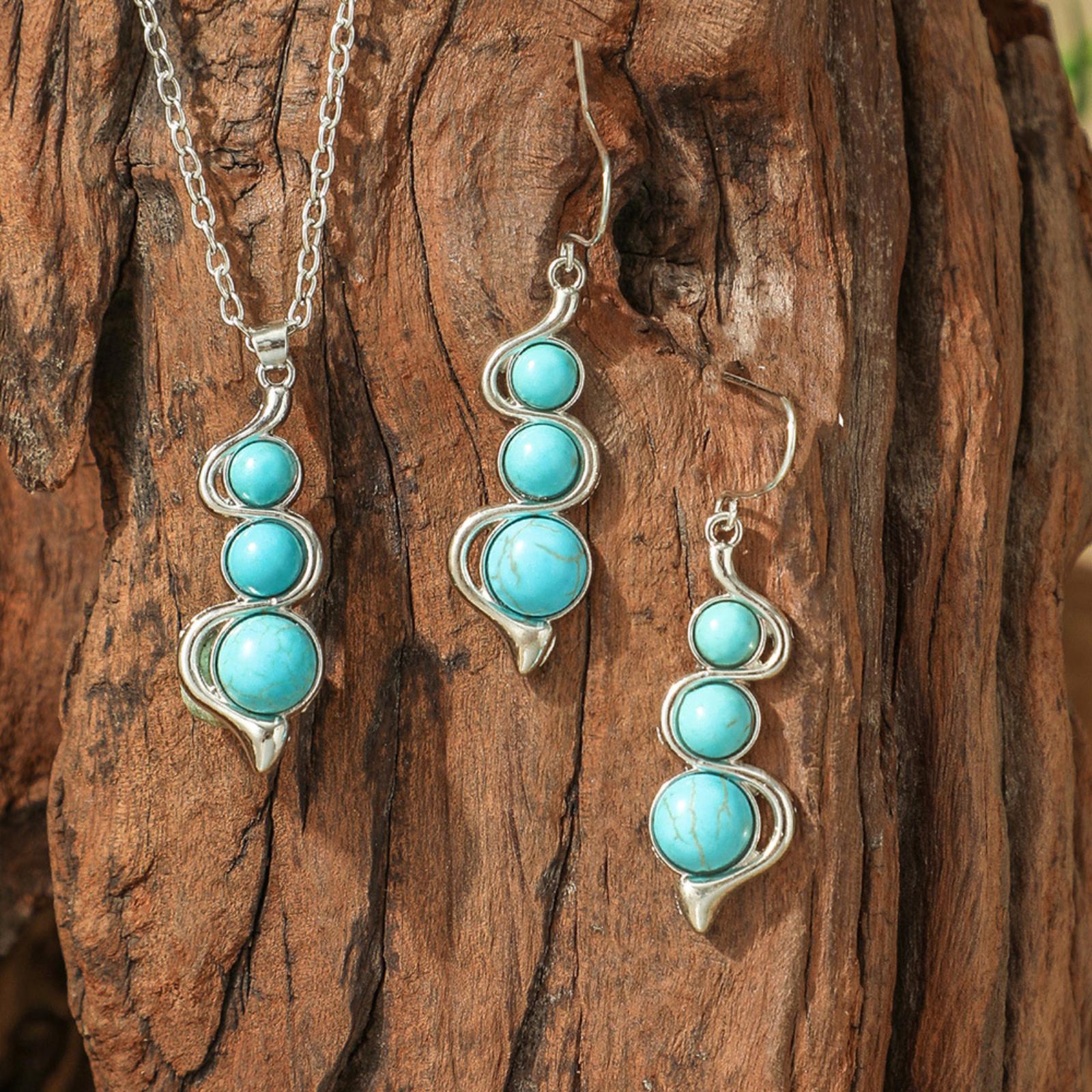 Retro Hollow Flower Earrings Necklace Jewelry Set One Size