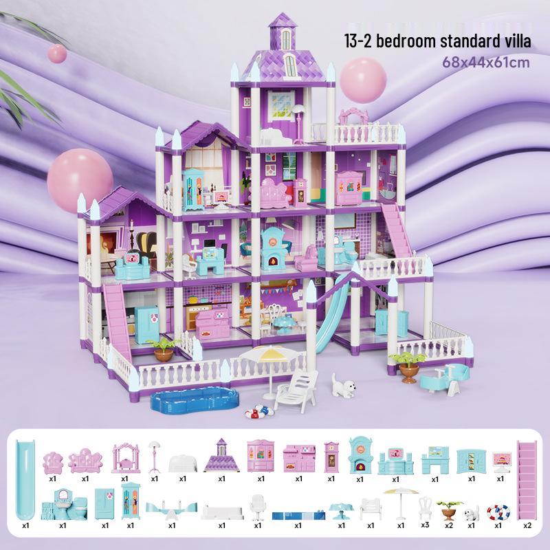 Cross-Border Princess Castle Dollhouse for Girls, Pretend Play Toy, Birthday Gift for Ages 3 and Up