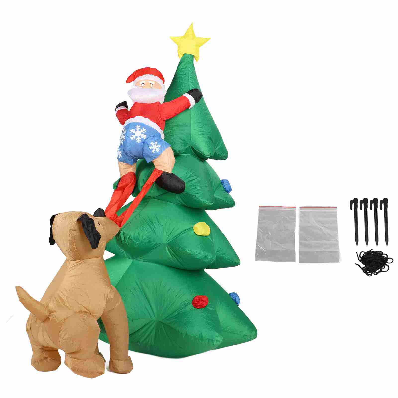 

Собака укусила рождественскую елку старика светодиодная растущая надувная рождественская елка для наружного садового двора ЕС