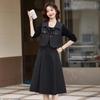 2025 Spring Fashionable Lapel Vest & Mid-Length Dress Set LU8958
