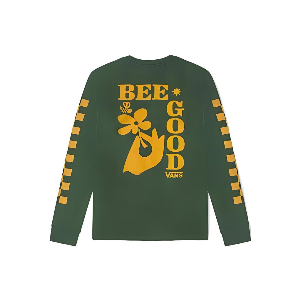 Vans Printed Letter Crew Neck Pullover Long Sleeve T-Shirt Women Tops Green VN0A5I8N7WJ