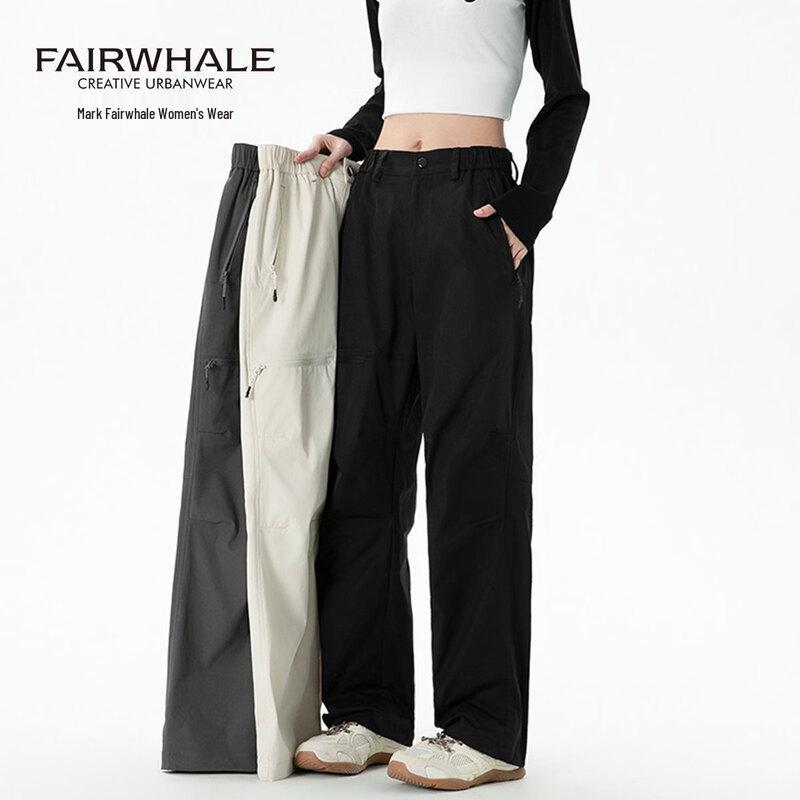 Mark Fairwhale Women's 2025 New Collection High-Waist Techwear Cargo Wide-Leg Pants