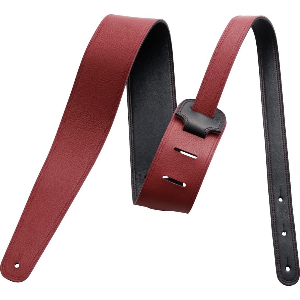 Fender Fender Japanese Leather Strap Ken Signature Strap, Black/Red