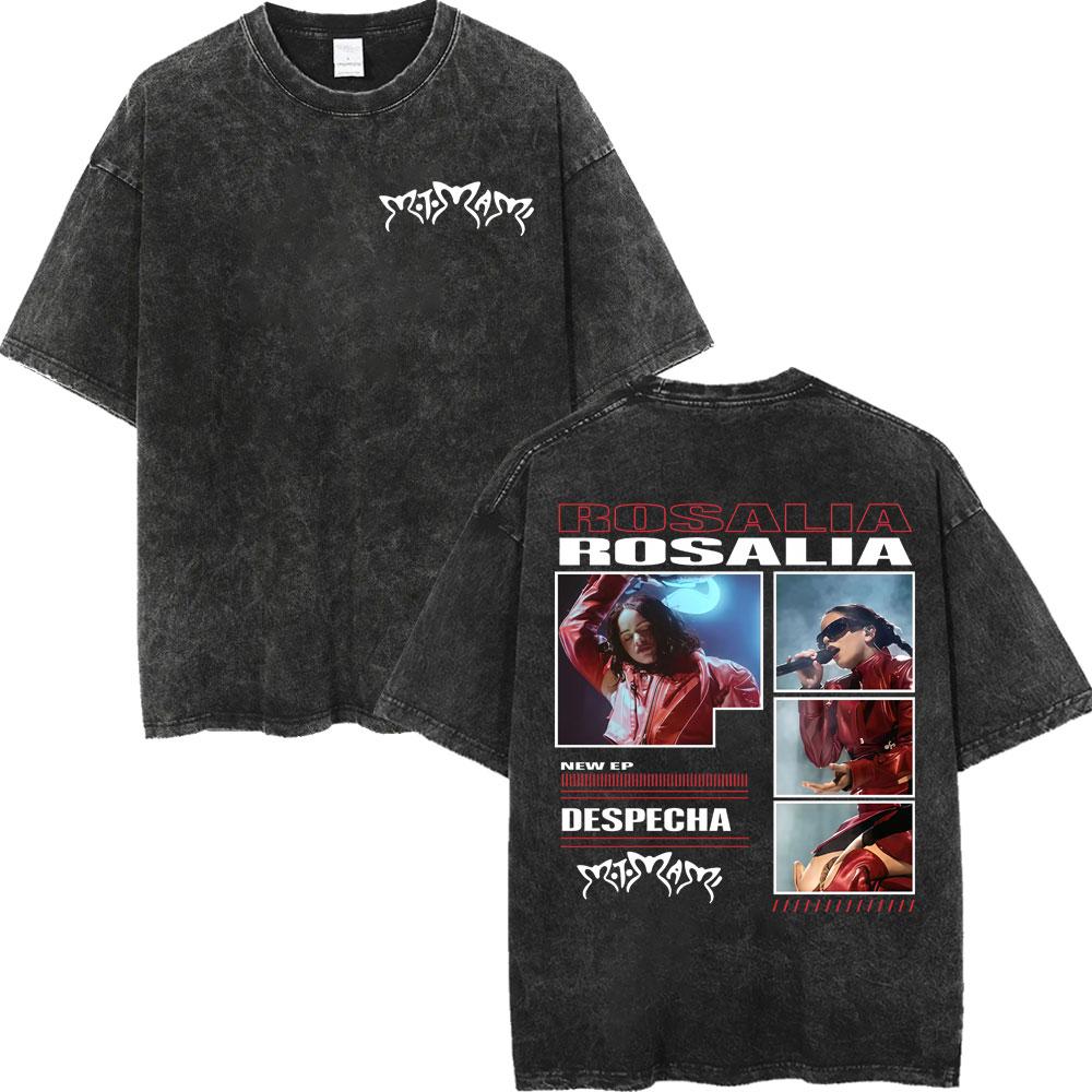 Rosalia LUX Tour Koszulki z Nadrukiem Męskie Damskie Moda Estetyka Vintage Spierana Koszulka Bawełna Wysokiej Jakości Oversize Koszulki