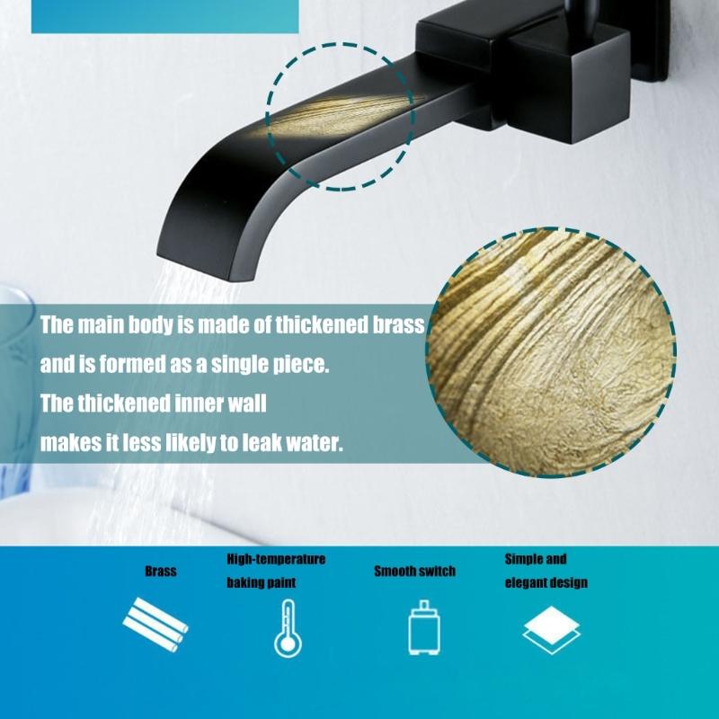 Single Handle Wall Mounted Copper Faucet Easy Installation Heat Resistant Coating Tap for Bathroom Basins Kitchen Sink