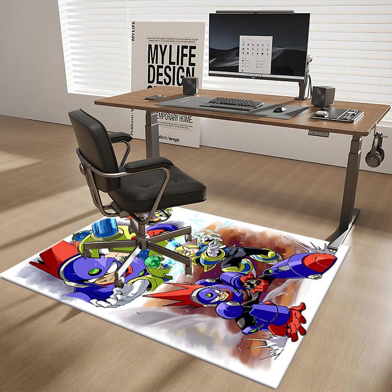1pc Megaman Anime Cartoon Design Office Chair Mat Non-Slip Carpet for Home Decor, Living Room, Bedroom, Game Room - Perfect Gift for Fans.Y089