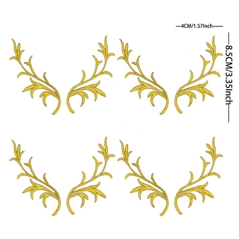 4 Pairs Deer Antler Embroidery Patch Decorative Applique Sew on Patch For Clothing Dresses