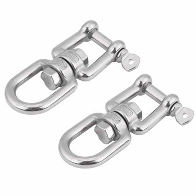 2PCS Jaw Swivel Shackle 6mm 304 Stainless Steel Removable Pin Swivel Clevis Double Shackle