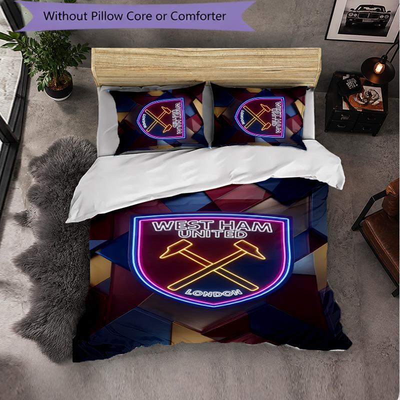 West Ham United Calcio Set Biancheria da Letto 3 Pezzi Morbido Set Copripiumino con Federe Set Decorazione Camera da Letto per la Casa