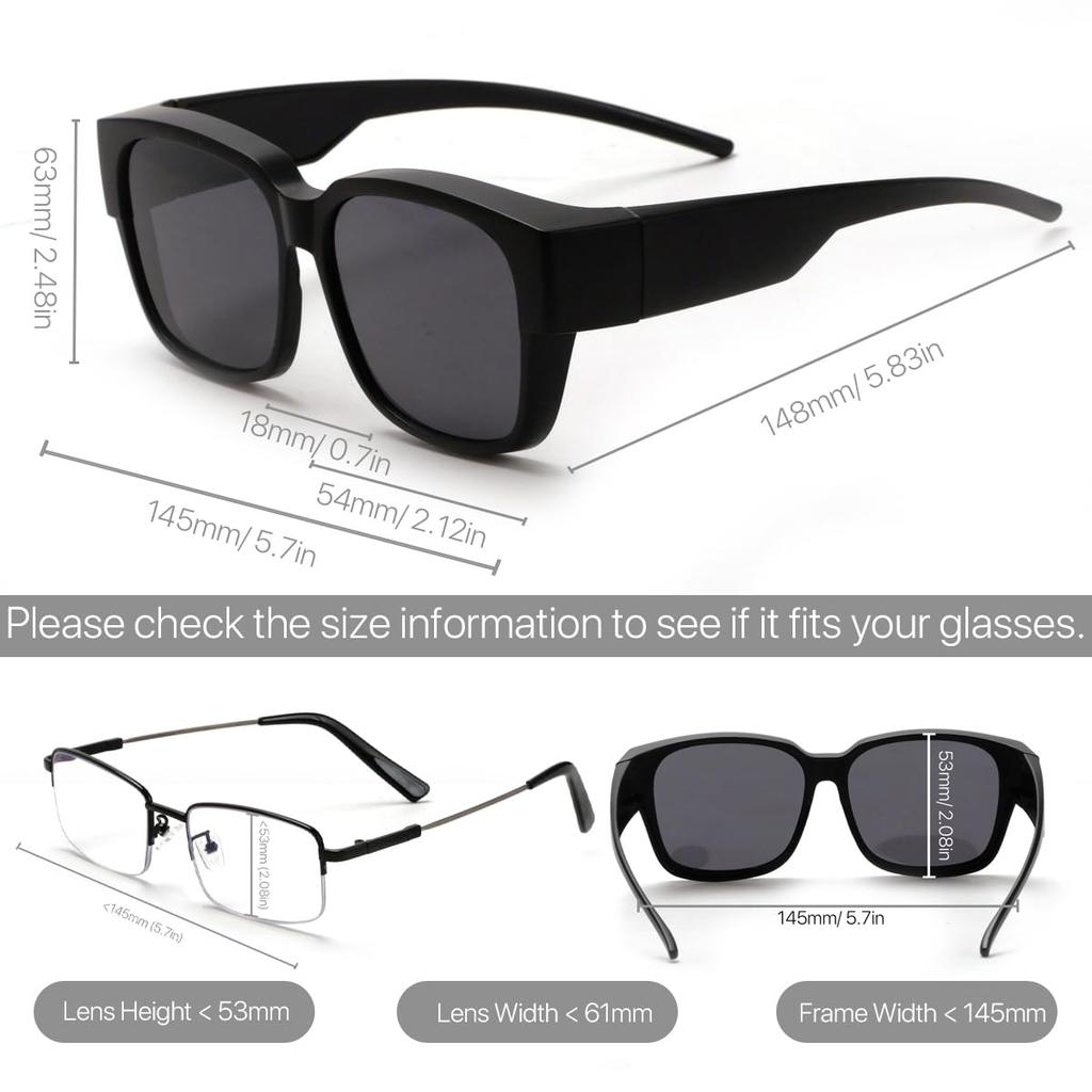 VANANA Over-the-Eye Sunglasses with Polarized Lenses, UV400 Protection, for Men and Women, Lightweight Full-Coverage Frame, for Driving, Fishing, and