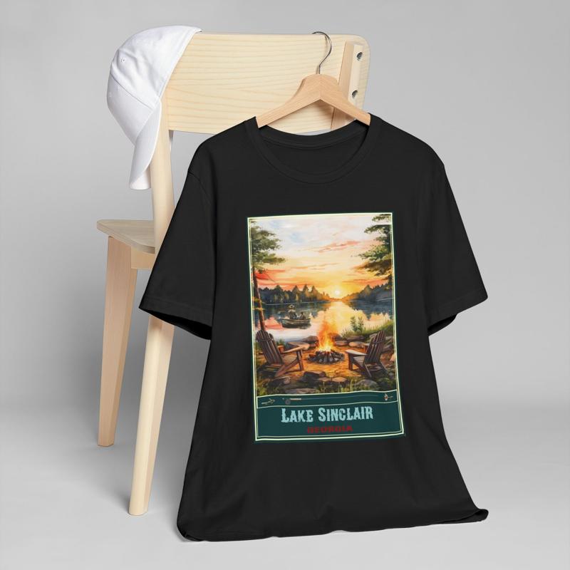 Lake Sinclair GA Fishing Camping Jersey T Shirt Great Outdoors Sports