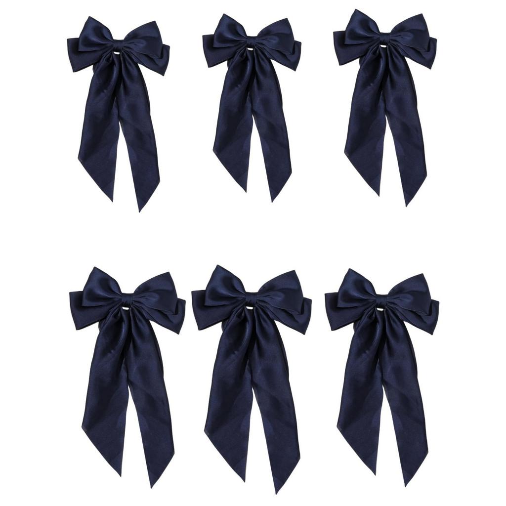 6 spring clip streamers bow hair clips for women