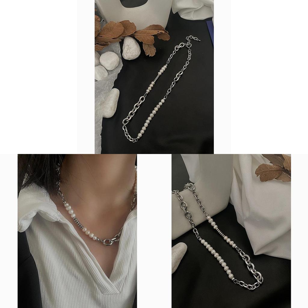 Collier à chaîne perles d'inspiration vintage style géométrique fait main pour homme et femme