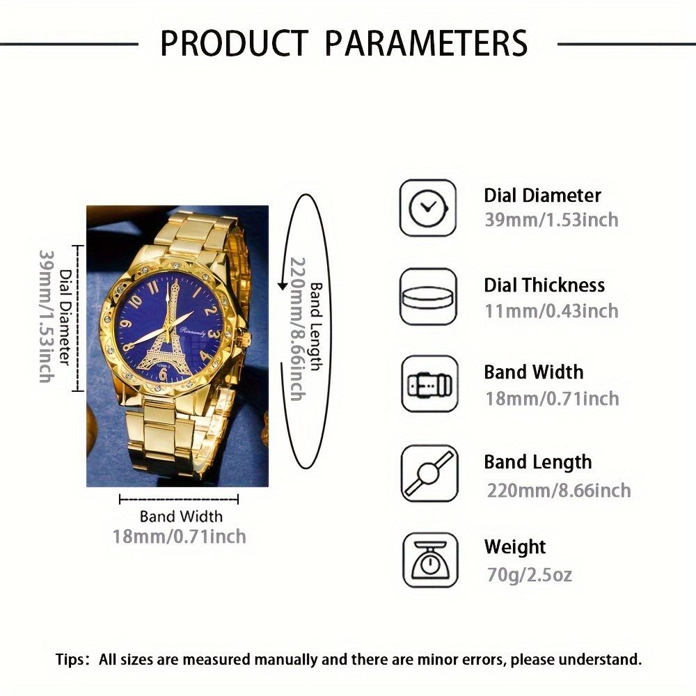 Elegant Luxury Series Women's Watch Fashion Paris Diamond Set Quartz Watch Women, Alloy Band