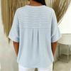 Blusa a righe a maniche corte con scollo rotondo e bottoni sul davanti, top casual ampio per l'uso quotidiano