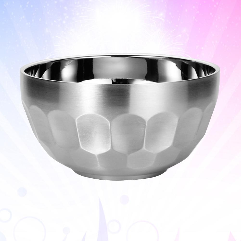 304 Stainless Steel Double Layers Insulated Bowl Silver 11.4cm Practical Rust Resistant Fingerprint Proof