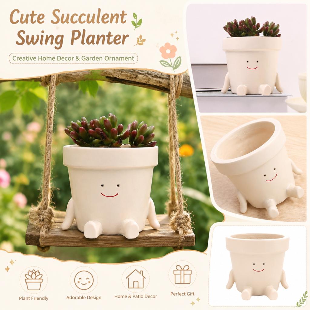 Pot de plante créatif à bascule avec design de succulente mignonne Décoration unique pour la maison et le jardin Contenant à fleurs d'extérieur et d'intérieur