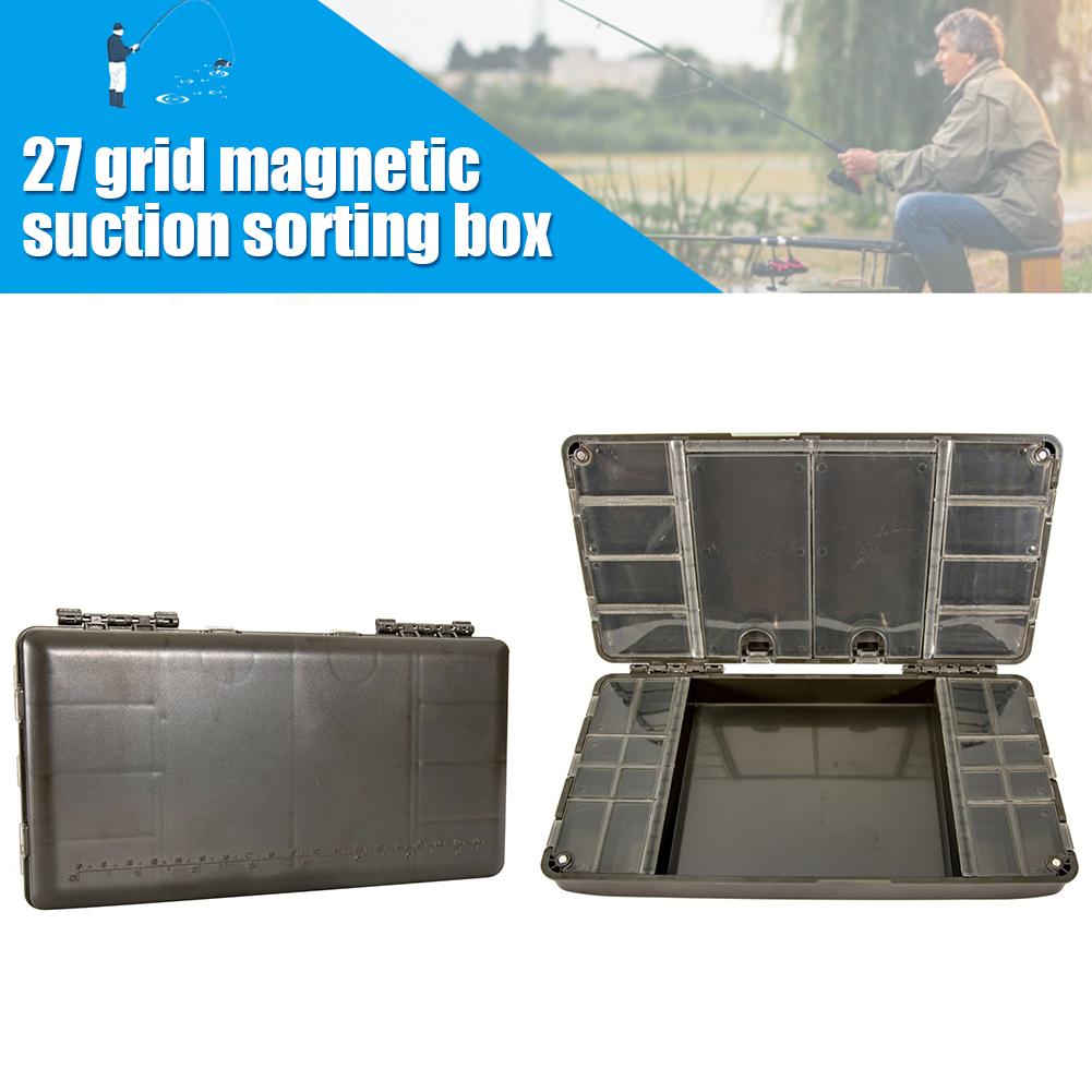 Carp Fishing Organizer Box Portable Fly Fish Tackle Boxes 27 Grid Magnetic Multipurpose Compartments Fishing Gear Accessories