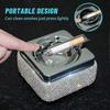 Ashtray,stainless Steel Ashtray With Lid Bling Crystal Diamonds,cigarette Ashtray- Silver - DD
