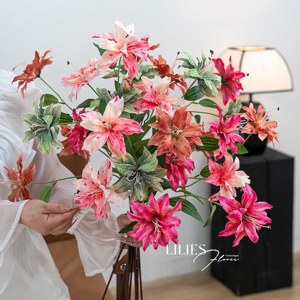 3D Printed Lily Bouquet - Oil Painting Style Fake Flowers for Home Decoration & Wedding Arrangements