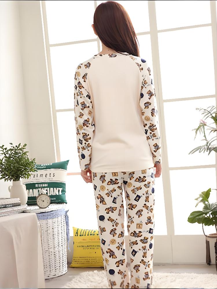 Long-sleeved Pajamas Trousers Large Size Cute Cartoon Pajamas Home Service Suit
